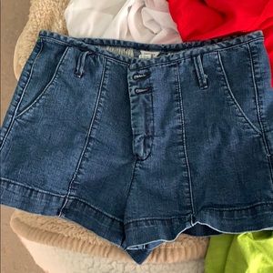 Button front high waisted shorts